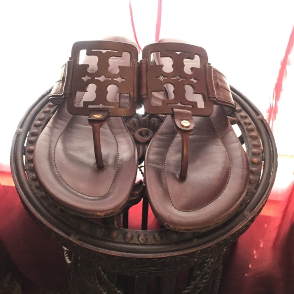 Tory Burch Shoes - Tory Burch dark brown leather square miller sandal